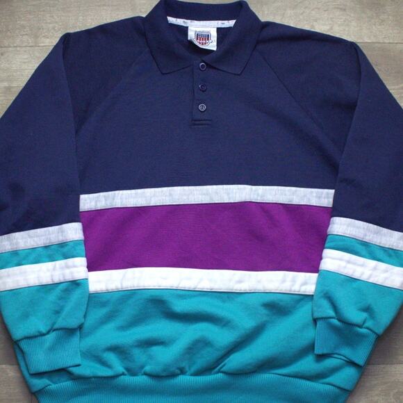 Vintage Claybrooke Sport Colorblock Collared Sweater Men’s XL 90s Knit Pullover